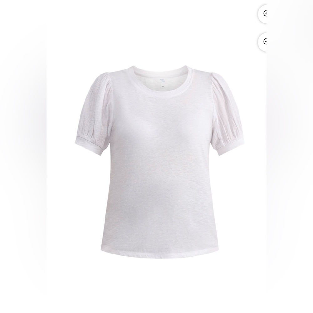 Coastal Classic White Cotton Tee Textured Sleeve Relaxed Basic Top‎ S